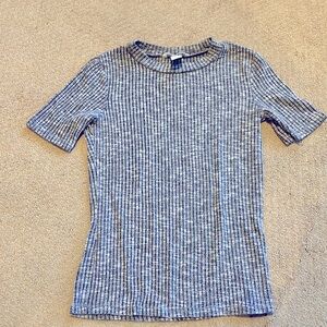 H & M marble grey striped cotton t shirt size xs